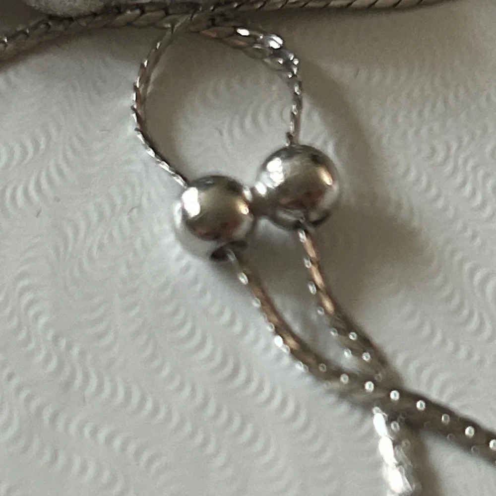 925 Sterling‎ Silver glitter dust Beaded adjustable Bracelet